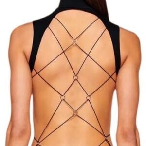 Women's Silver Metal Butterfly Maxi Dress Sexy Mock Neck Cross Wrap size small